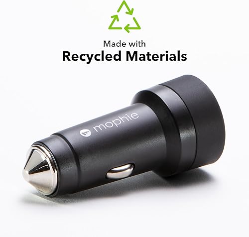 Miniatura 4 de Mophie 60W Dual USB-C Car Charger, Universal AUX Compatibility, LED Indicator, Fast Charging, Multi-Device