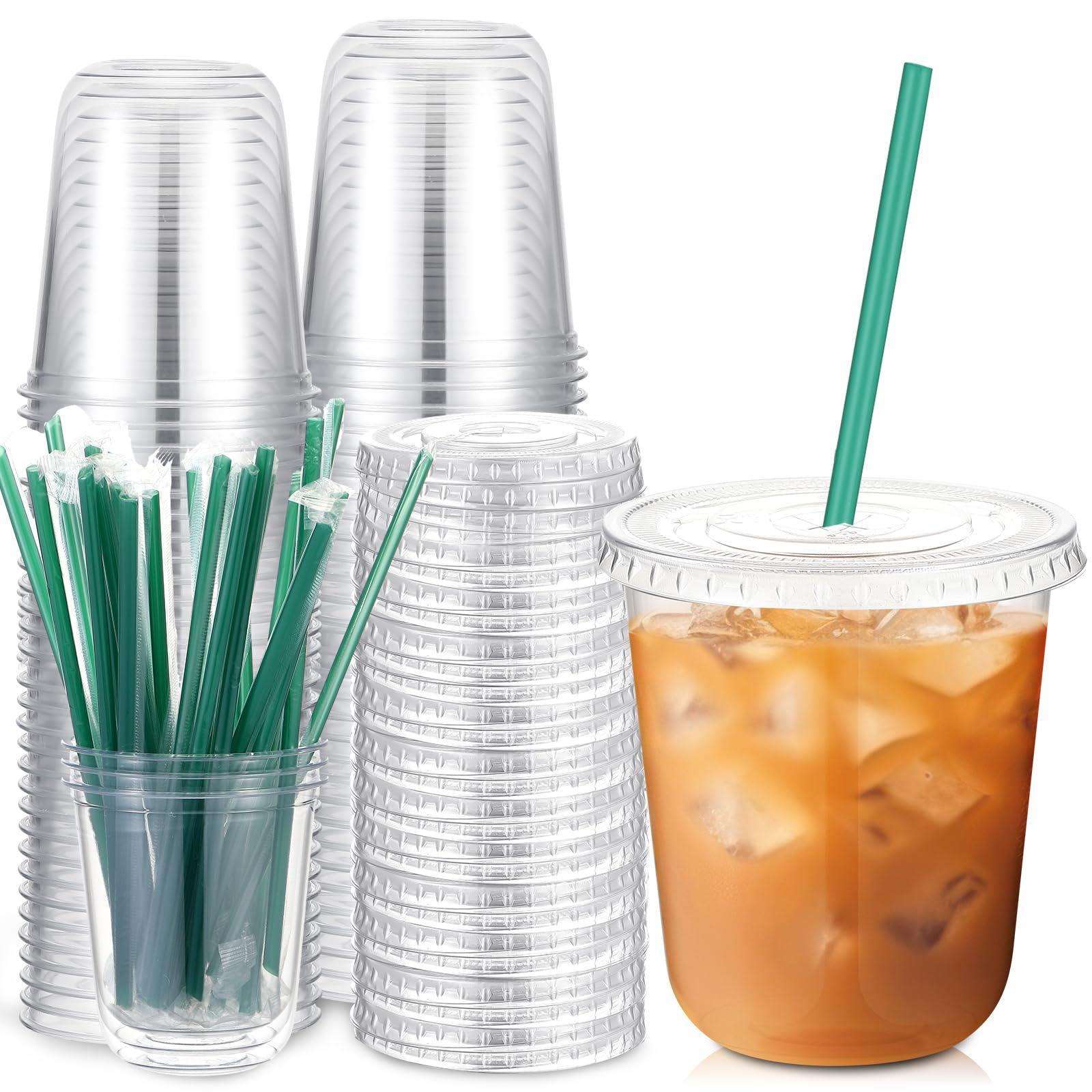 Amazon.com: Baderke 25 Set Plastic Cups with Lids and Straws, Disposable  Plastic Iced Coffee Cup for Cold Beverage Juice Smoothie Crystal for Coffee  Shops Party Catering(Clear,14 oz) : Health & Household