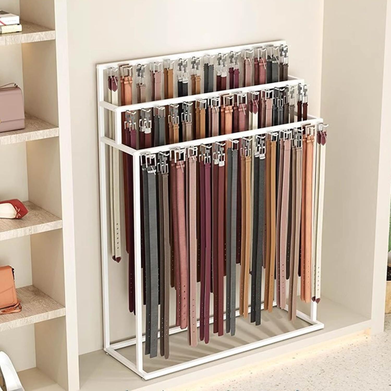 Präsentationsständer for Gürtel, Schals, Taschen, Schmuck, 3-stufiger Krawattenständer aus Metall for den Einzelhandel, Kleiderständer, Schal-Organizer, Schirmständer