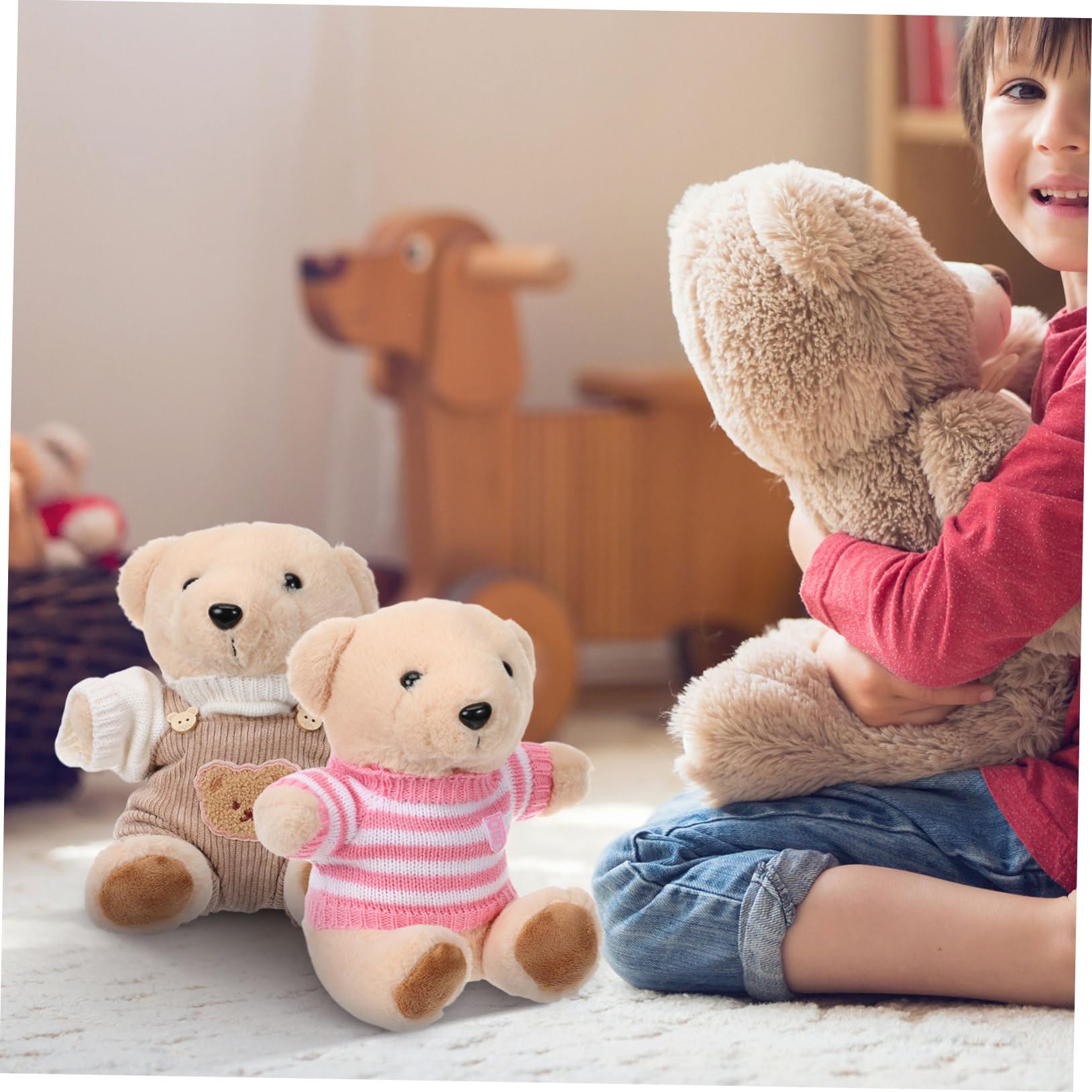 Vestiti Per Bambole Orsetto Set 2 Pezzi Maglione E Pantaloni Con Bretelle Abbigliamento Per Peluche Accessori Per Gioco E Foto