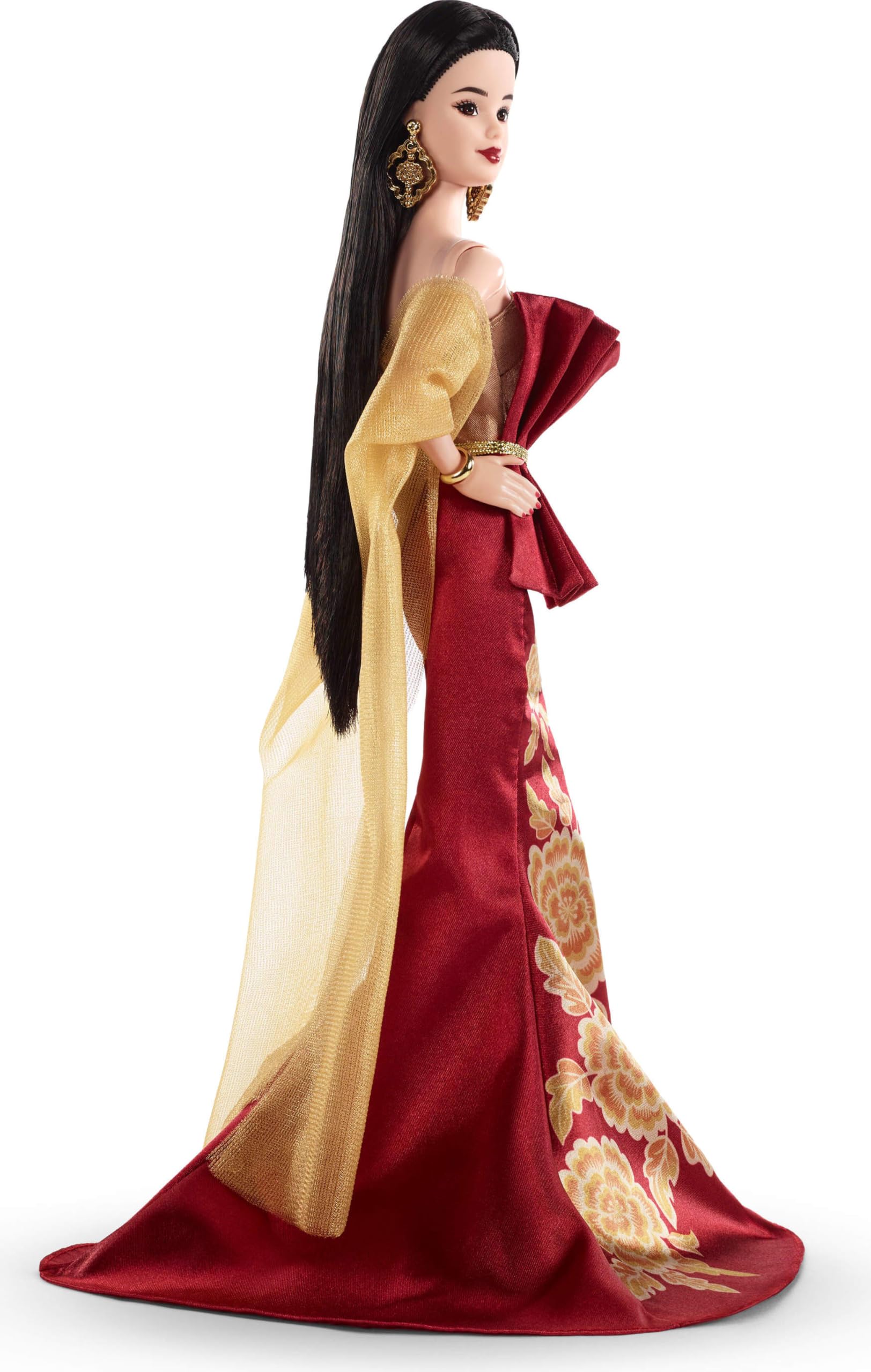Barbie Signature Lunar New Year Modepuppe | Puppe im roten Kleid mit goldener Pfingstrosenverzierung, Feiertagssammlerpuppe, JJX83