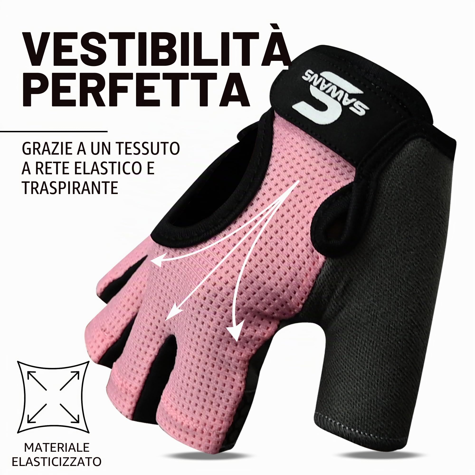 SAWANS Guanti da palestra per sollevamento pesi antiscivolo in silicone imbottito Palm Grip