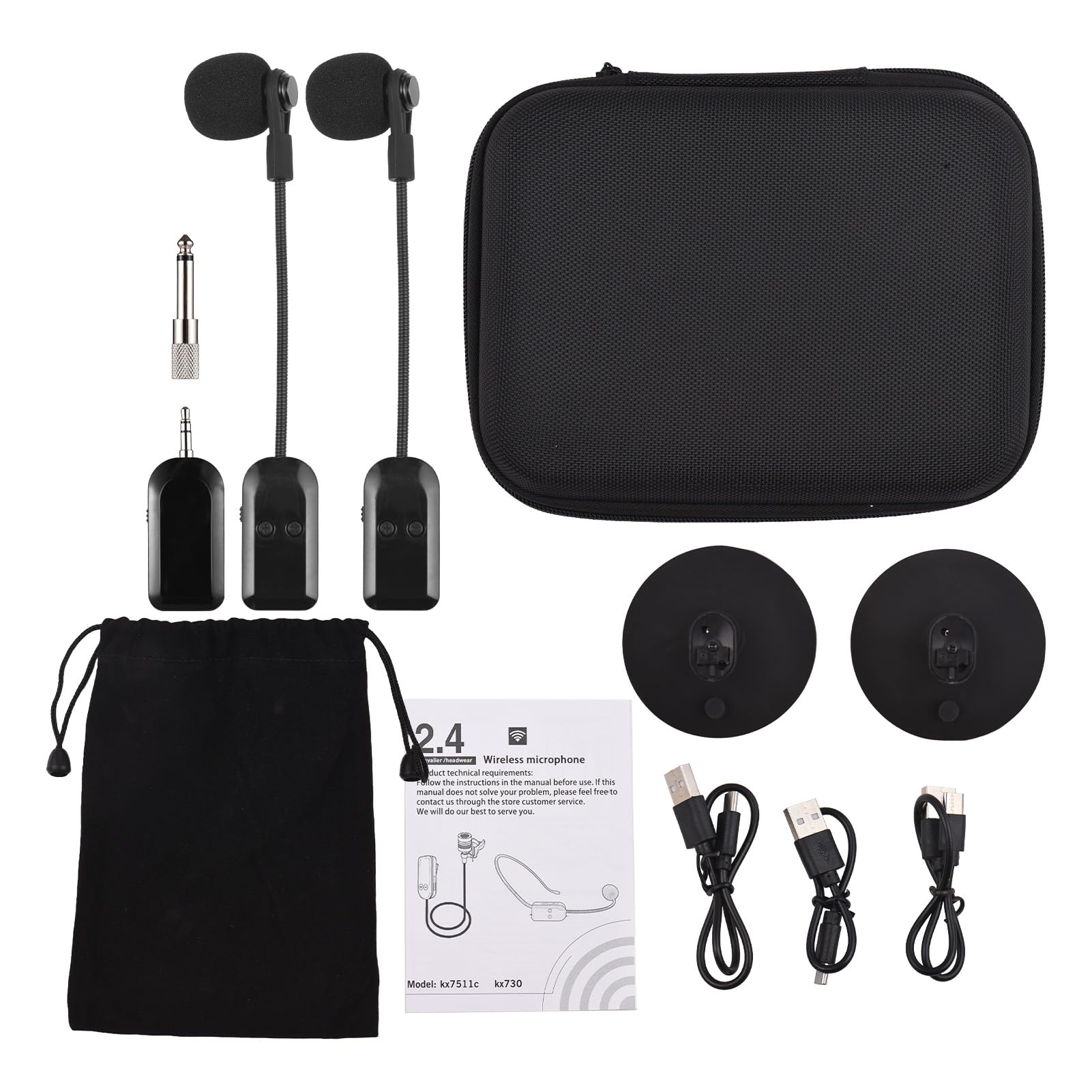 Ricevitore microfono wireless per strumenti 2.4G con ventosa staccabile per chitarra, violino, violoncello, fisarmonica, altoparlanti, amplificatore vocale, microfono per riduzione del rumore d