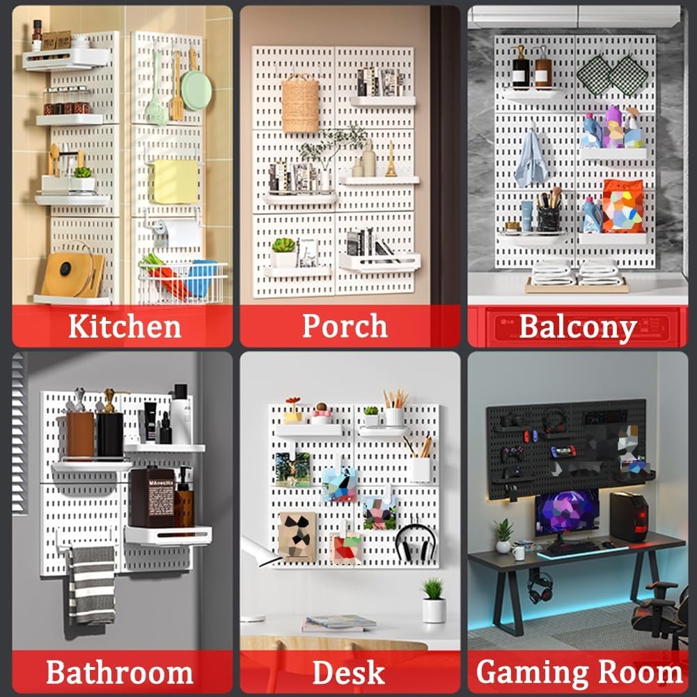 WIGING Pegboard Organizer Kit, Wall Mounted Computer Room Multifunctional Plastic Storage Holder with Accessories for Warehouse Workshop Craft Room Kitchen (Color : C)