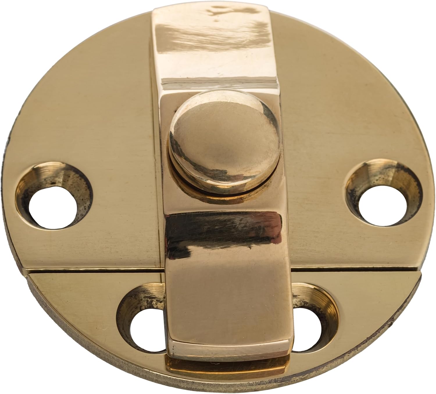 Cast Brass Turn Button Latch for Cabinets, Cupboards, Drop-Leaf Tables, Windows - Diameter: 1 1/2" - Antique Furniture Hardware | UA-127-DLPB