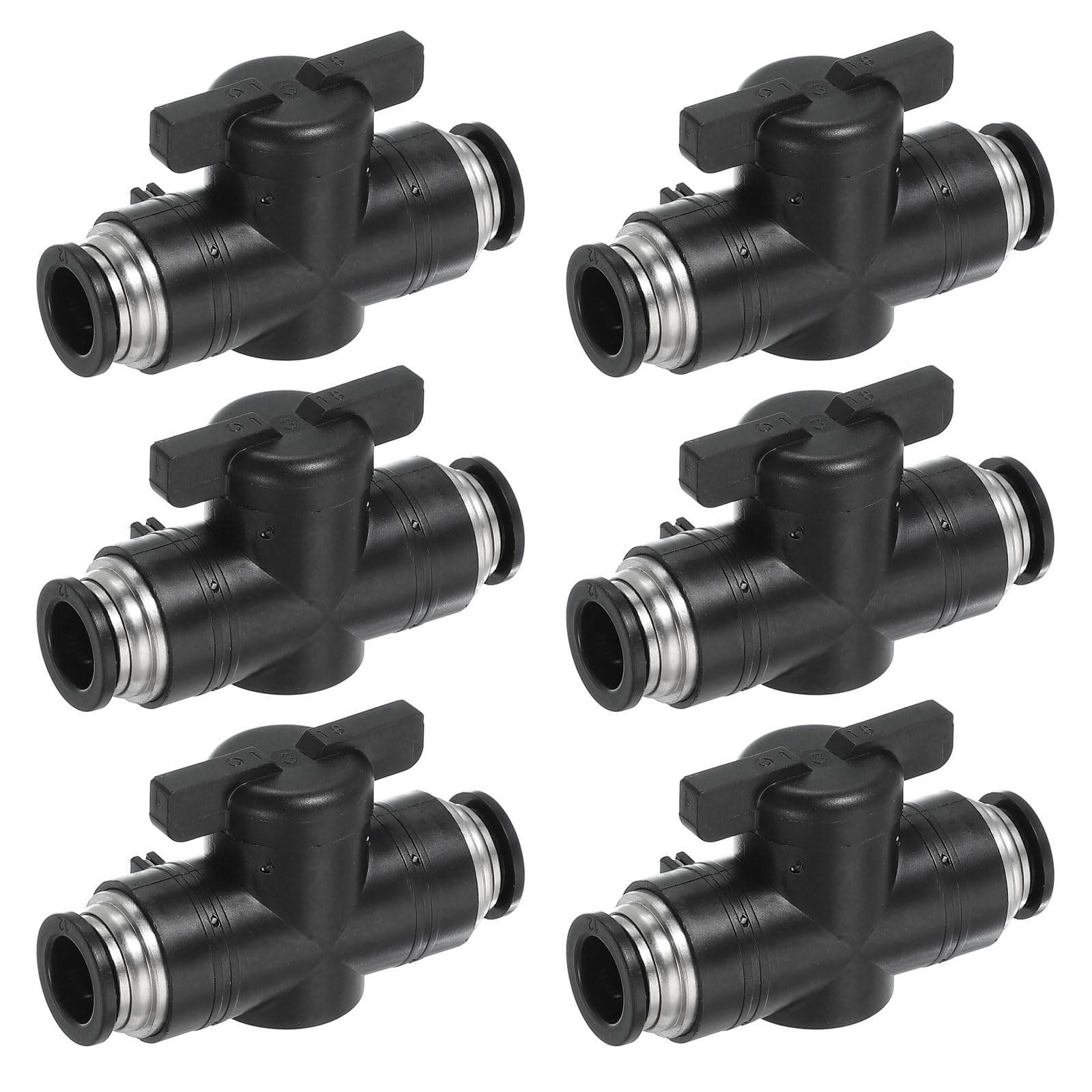 Raccord Rapide Bille 12mm PATIKIL Valve de Contrôle de Débit d'Air BUC Connecteurs Droits 6 Pcs