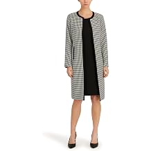 Le Suit Women's Houndstooth Topper with Framing & Sheath Dress