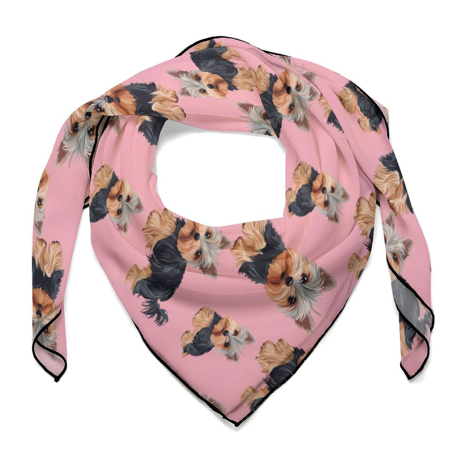 Cute Yorkshire Terrier Head Scarf for Women Like Silk 27" Headscarf Printed Bandanas Hair Scarves