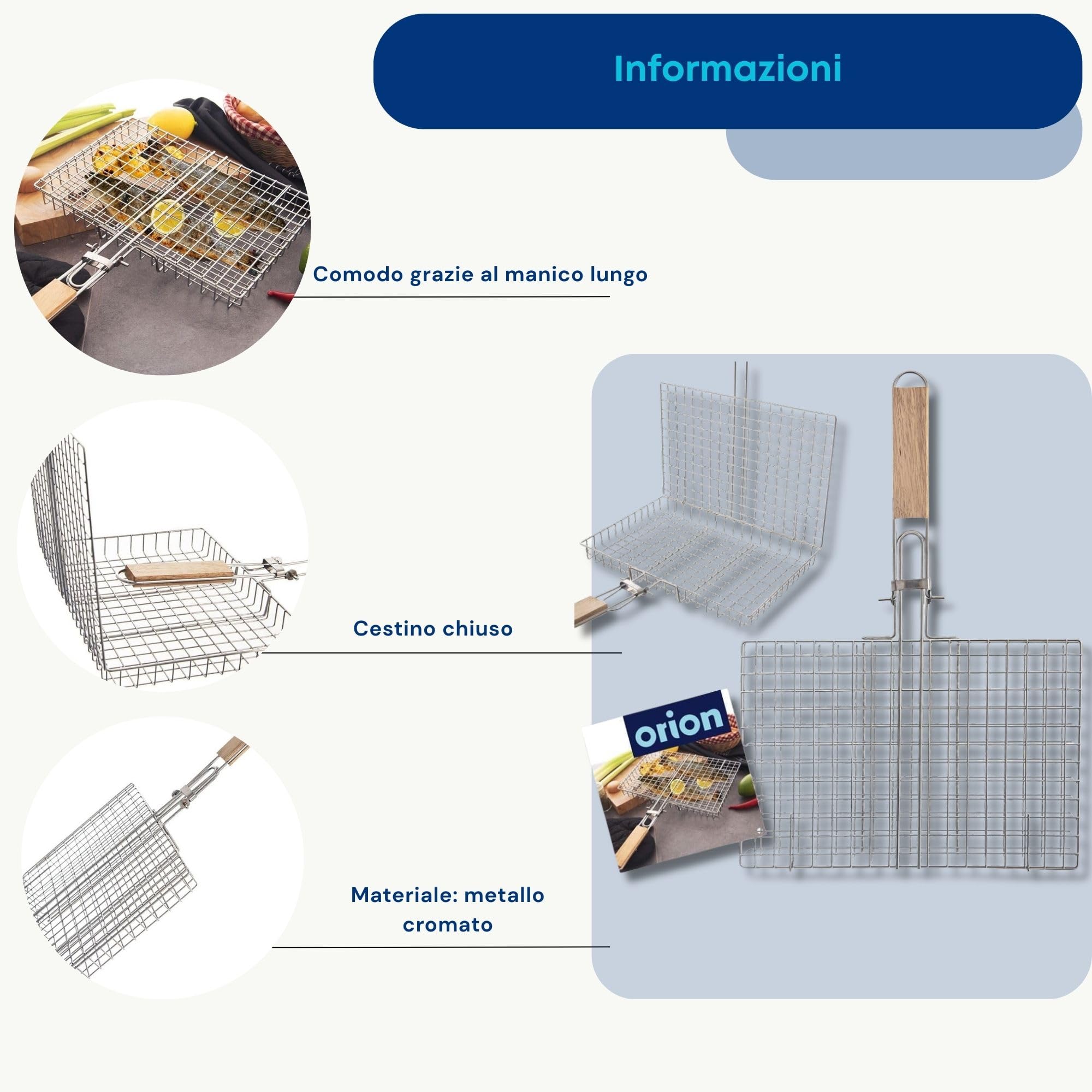 orion group Cestello per griglia / Griglia per barbecue / Griglia in metallo, 32 x 49 cm