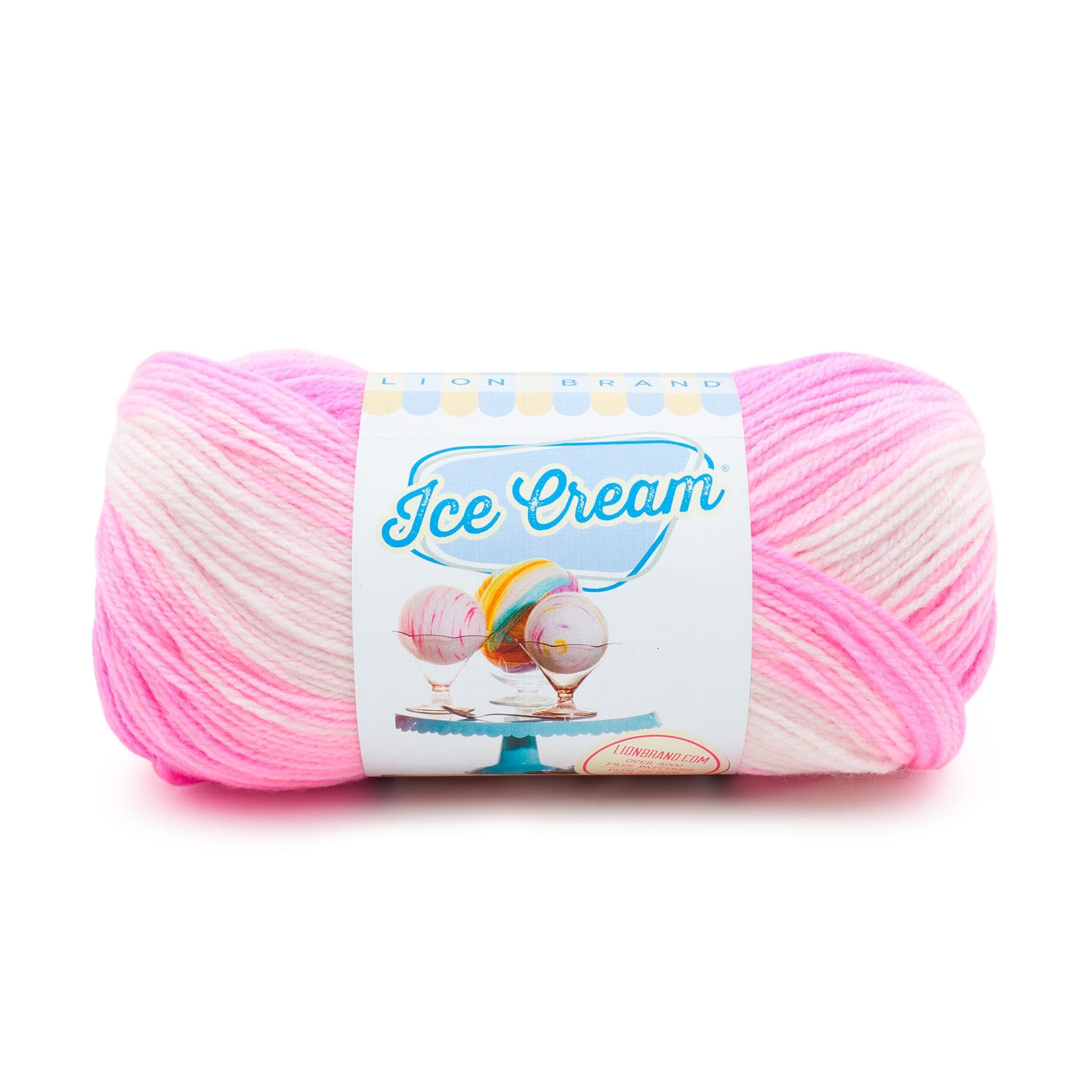 Lion Brand Yarn Ice Cream, DK Weight Acrylic Blend Yarn for Knitting, Crochet, and Crafts, Birthday Cake, 1 Pack