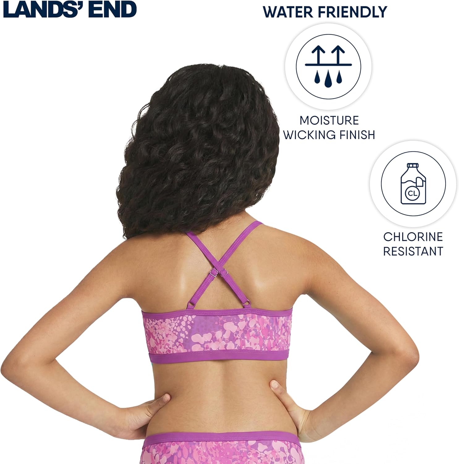 Lands' End Girls' Swim UPF 50+ Adjustable Strap Bikini Set - Image 5