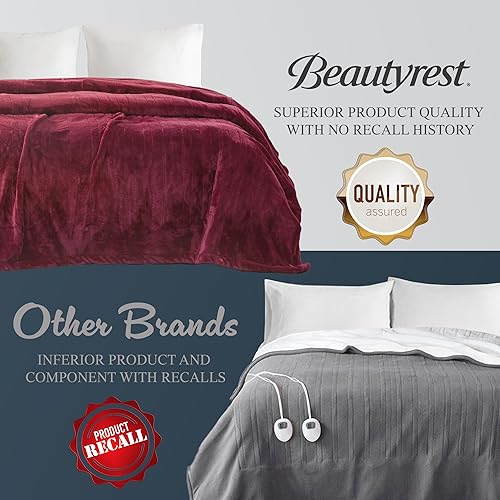 Vista 35 de Beautyrest BR54-0656 - Manta eléctrica afelpada con 20 niveles de calor, equipada con tecnología Secure Comfort y apagado automático de 10 horas