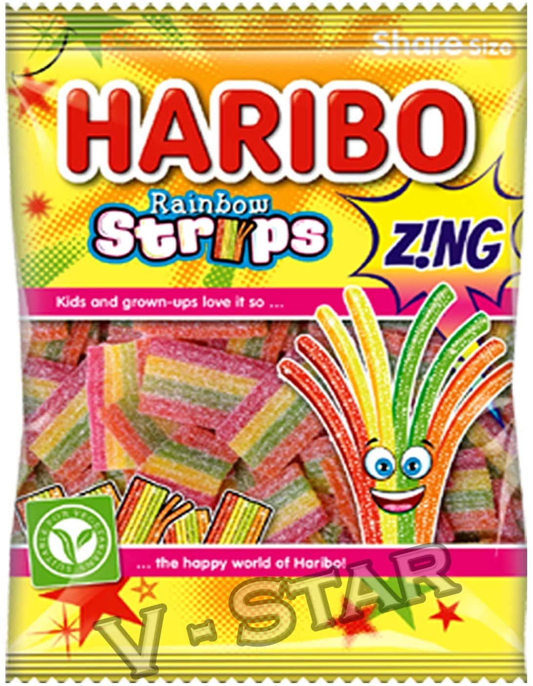 2 x BAGS HARIBO SWEETS PACKS - FRESH STOCK (STRIPS ZING 130g)