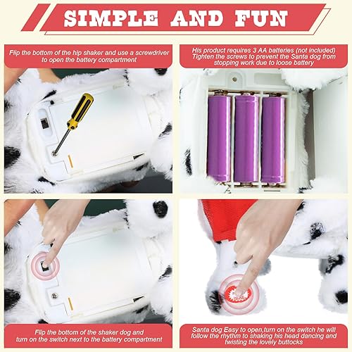 Miniatura 6 de Juguete para perros Twerking  Decoraciones navideñas cantando y bailando, cachorro de peluche con traje de Papá Noel, suave y lindo animal de