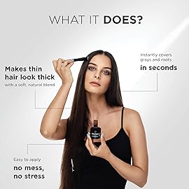 Thick Fiber Root Touch Up Powder, Medium Brown - Water & Sweat Resistant Hair Loss Concealer Set with Brush for Thin Hairlines and Gray Root Coverage