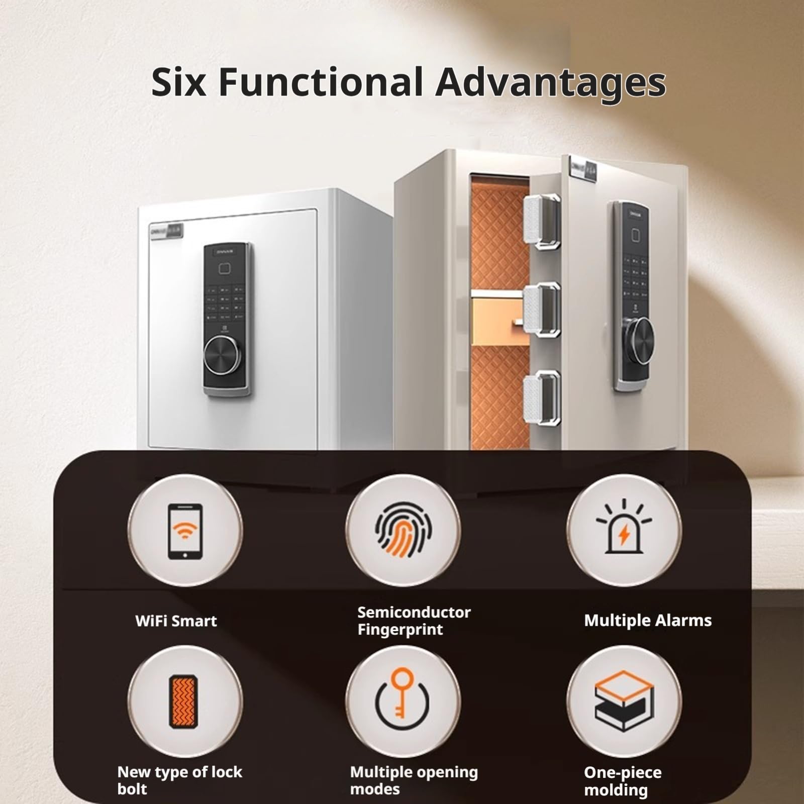 Cassaforte antifurto, grande capacità con accesso a impronte digitali e password per camera da letto/soggiorno, design sicuro e durevole, 60 cm