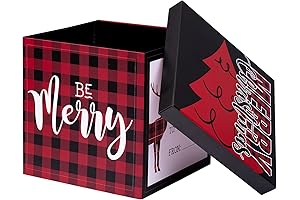 Buffalo Plaid Gift Boxes 9" With Lids (2-Pack) For Christmas, Holiday & Party