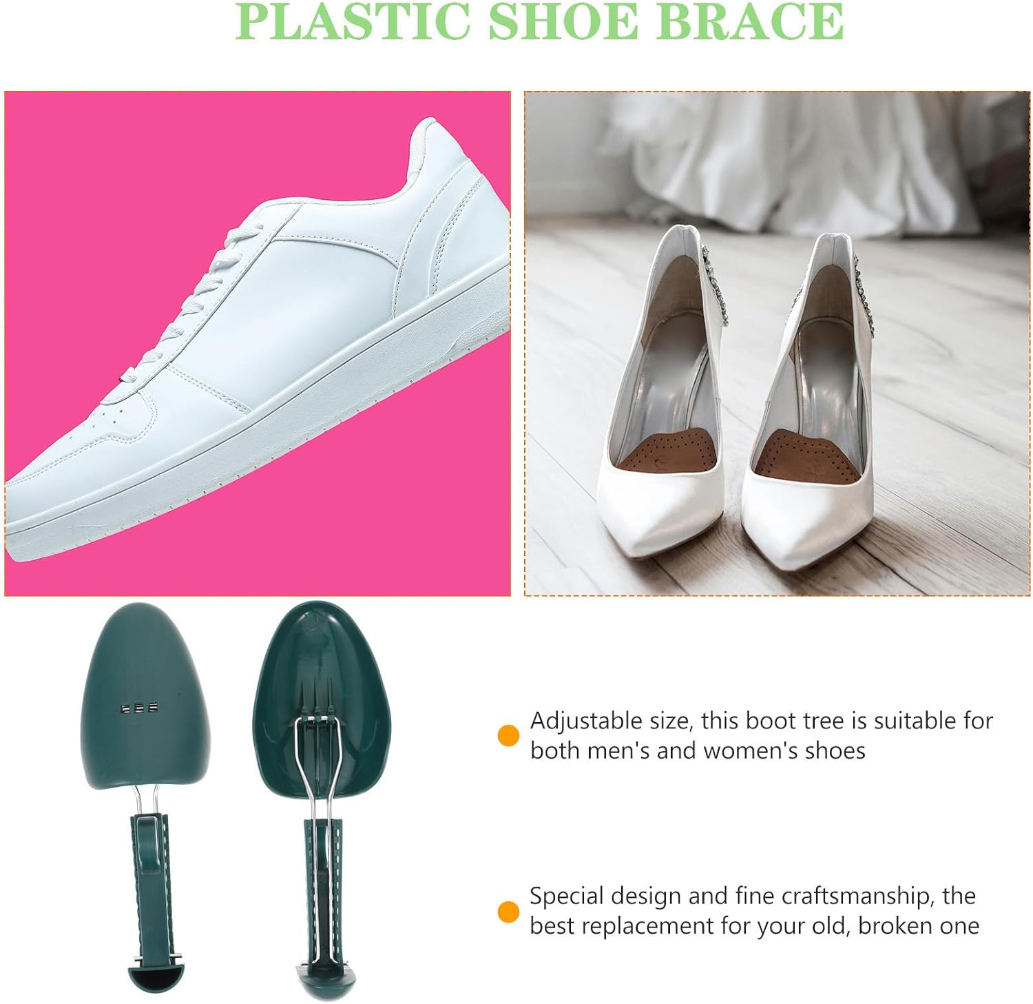 Adjustable Plastic Shoe Trees for Men, 2 Pairs Boot Shape