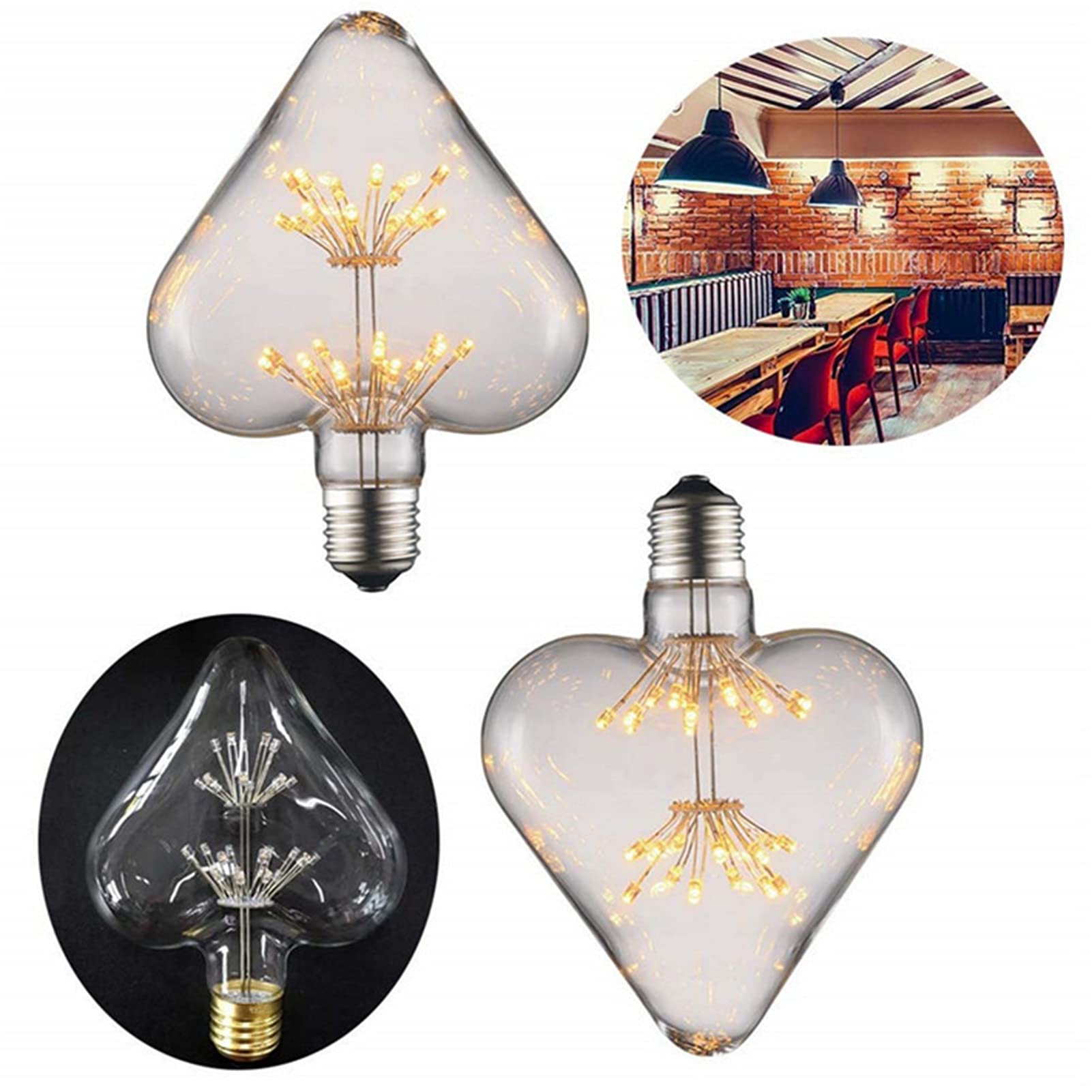 Żarówka LED Edison bez ściemniania, 2 sztuki żarówek LED w stylu vintage z podstawą E27 3 W, przezroczyste szkło 160 lumenów, dekoracje ślubne na przyjęcie w ogrodzie,