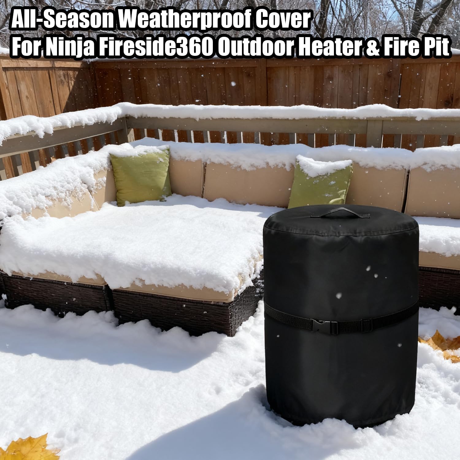 Fire Pit Covers for Ninja Fireside 360 Outdoor Heater & Fire Pit, 600D Waterproof Oxford cloth Weather-resistant PU Backing with UV Protection, Ninja Fireside360 All-Season Protective Cover, Black