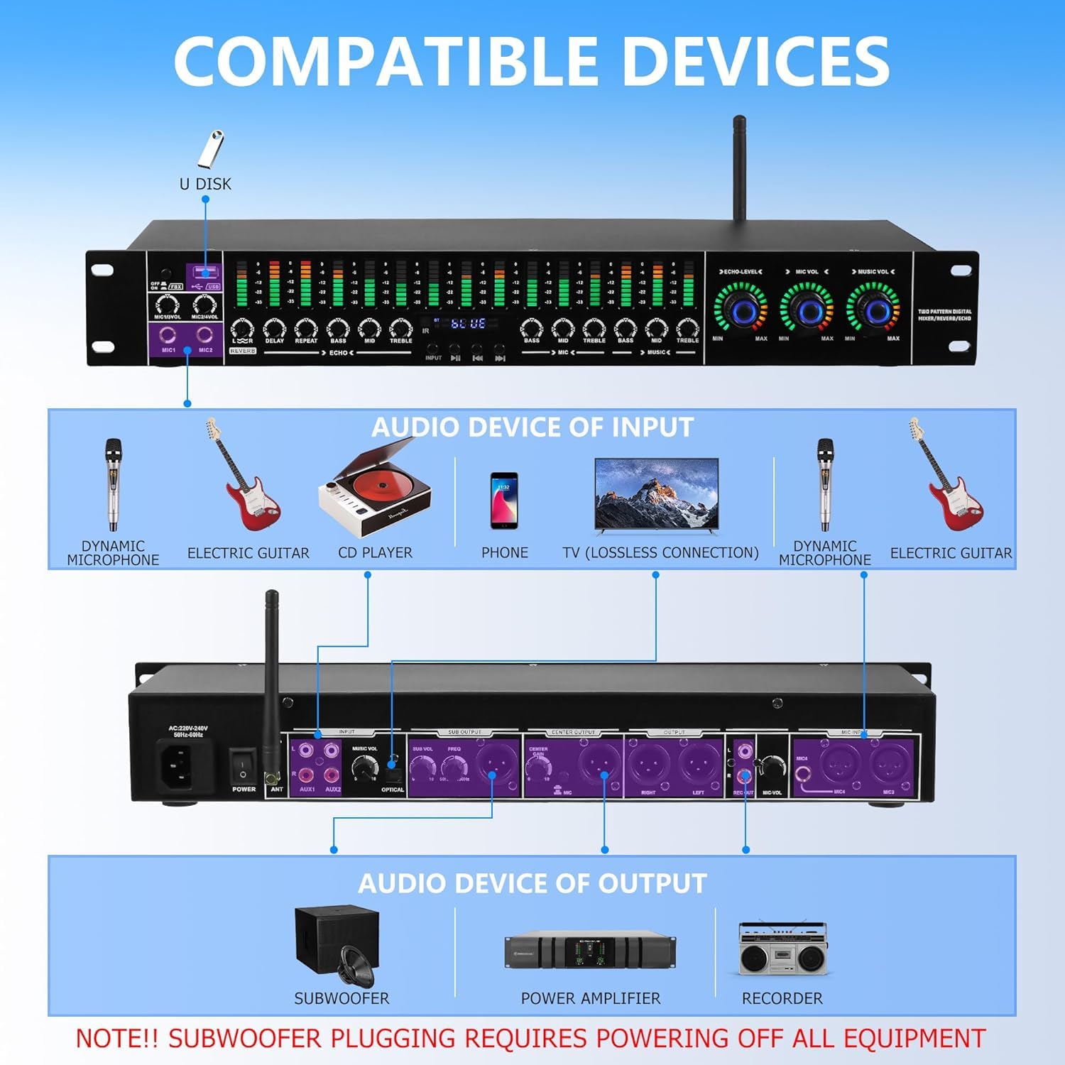 Audio-Equalizer, Professioneller KTV-Digital-Equalizer, Anti-Howling-Audio-Prozessor, Nachhallausgleichseinstellung, Für KTV-Bühnenauftritte, Heim-Nachhallgerät, Karaoke KT-150