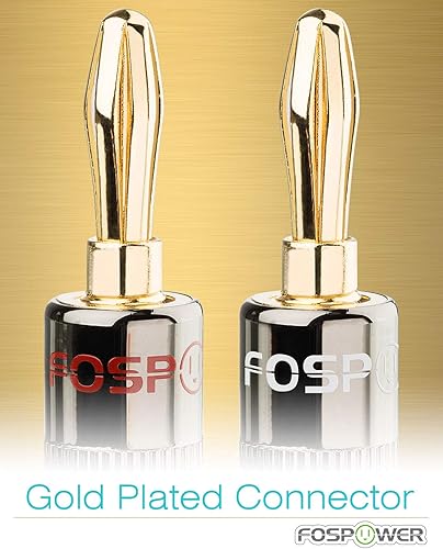 Miniatura 3 de FosPower 2 pares/4 unidades, conectores de enchufe tipo banana chapados en oro de 24 quilates para cable de altavoz, placa de pared, cine en casa
