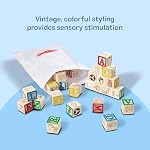 Melissa & Doug Deluxe Wooden ABC/123, 50-Piece Set of Classic Letter & Number Wooden Blocks (1” x 1”) with Storage Pouch, Sorting & Stacking Toys for Kids Ages 2+
