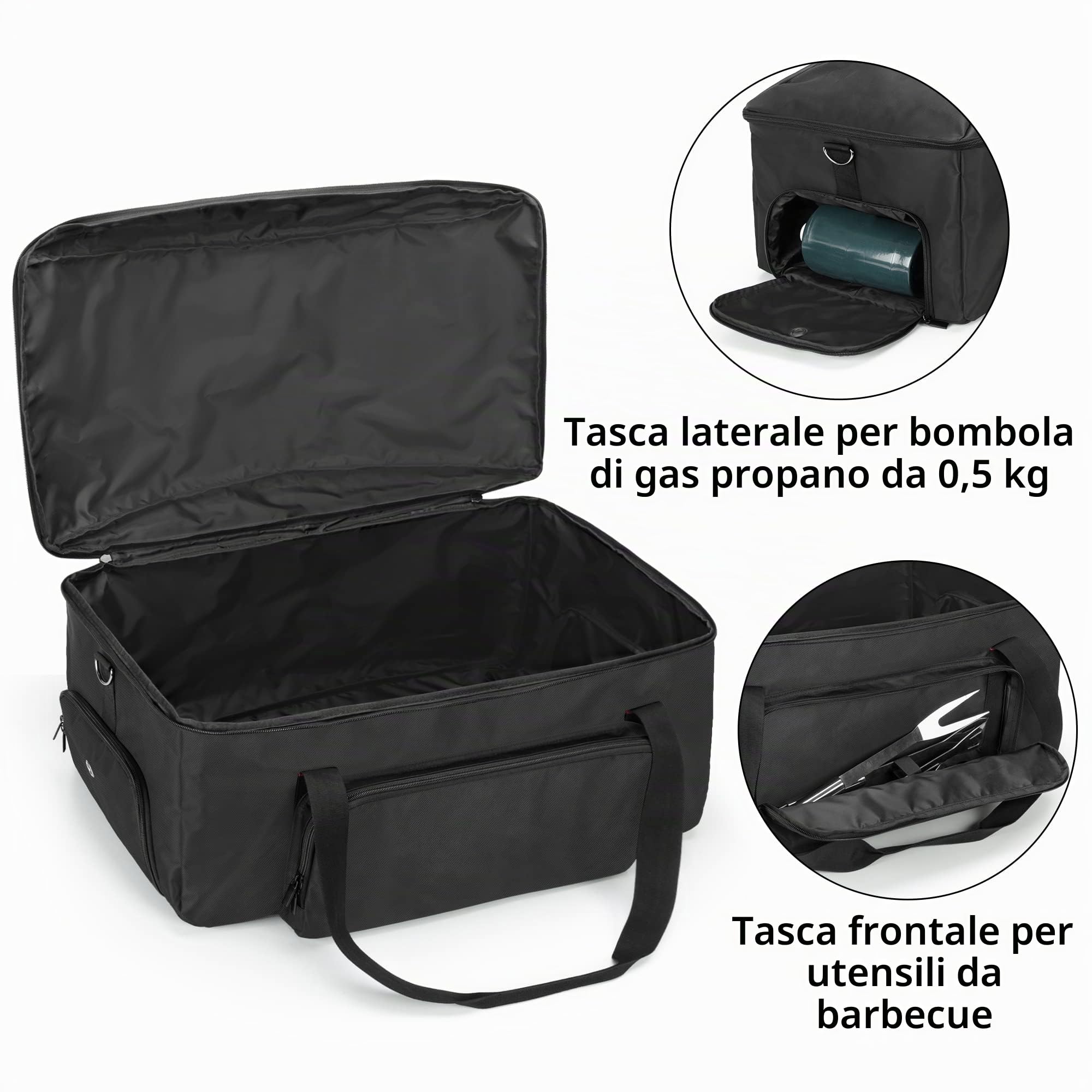 SAMDEW Custodia per Barbecue, Solo Borsa (Design Brevettato) | Copertura per Barbecue da esterno Compatibile con Weber Q1400 e Modelli a Gas Propano Weber Q1000 e Q1200