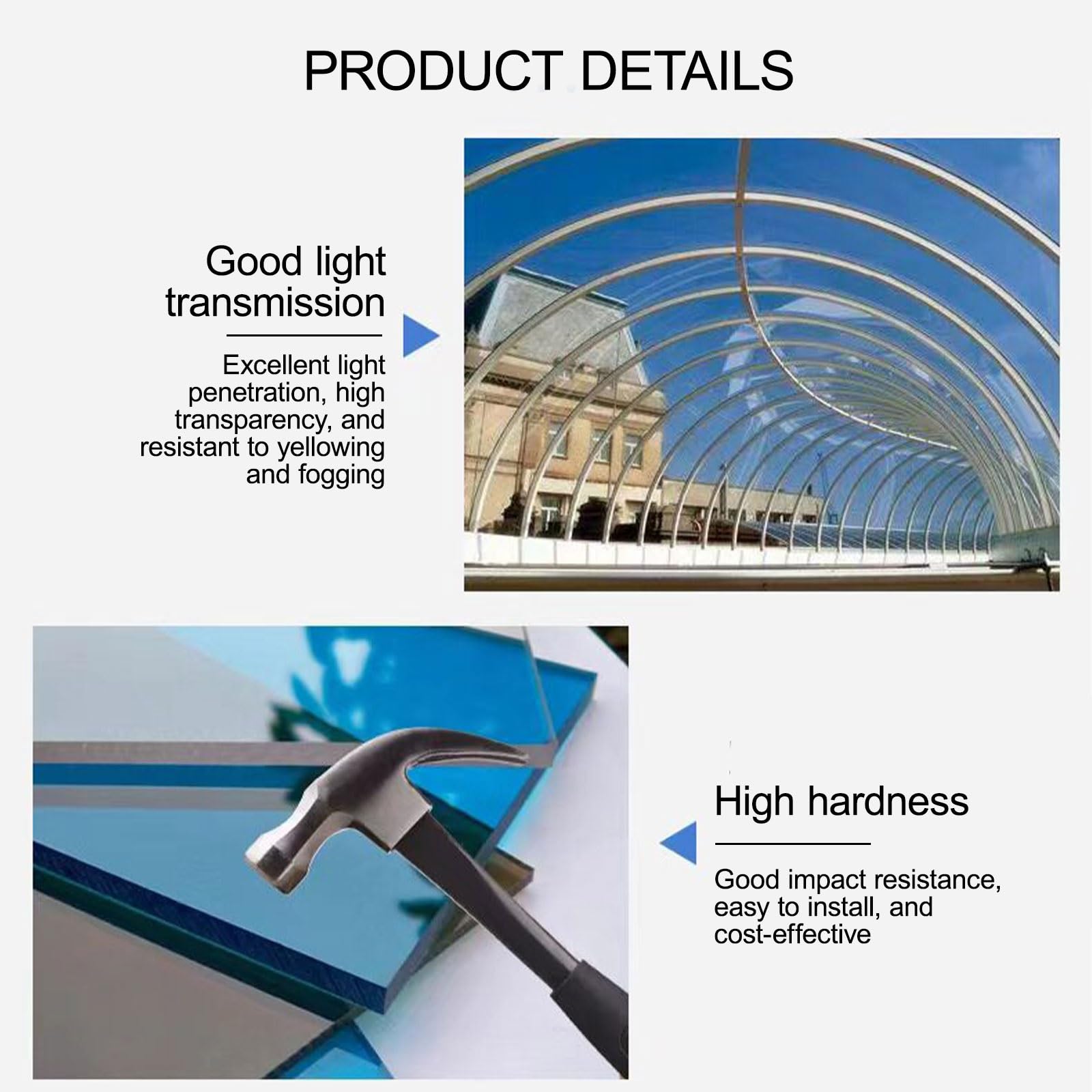 Placas De Policarbonato, Placa Protectora De Techo Transparente, Panel De Techo con Aislamiento Térmico, Policarbonato Placas Transparente Chapa Tejado 2MM(Grey,1 * 7m/3.3 * 23ft)
