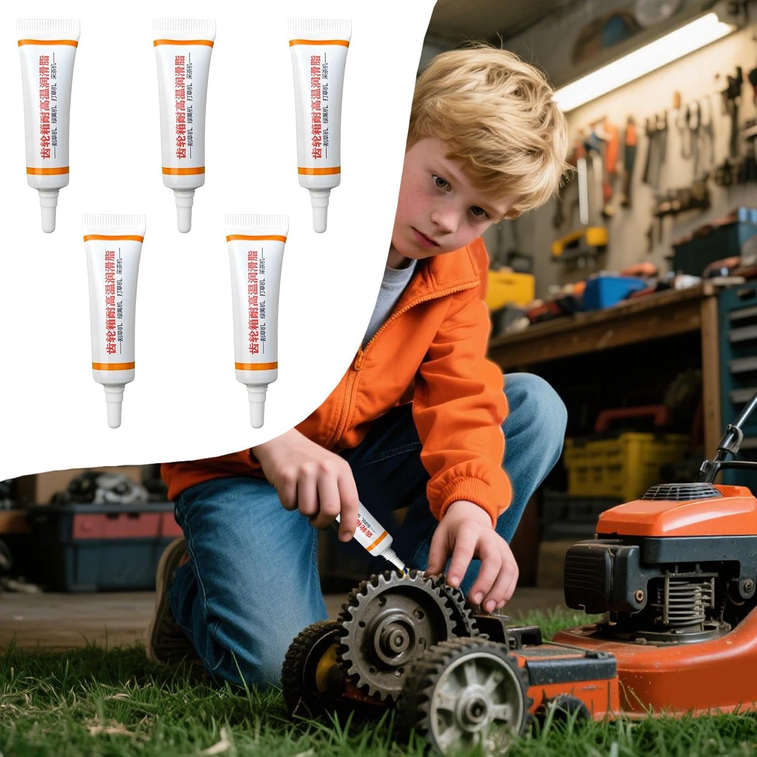 Brush Cutter Grease, 5 Units Multi-Purpose Grease for Gears | Threaded Nozzle Oil for Lubricating Accessories Practical Garden Tools for Individuals and Tea Collection