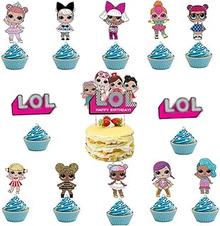 25PCS Girls Birthday Cake Topper Cupcake Toppers, Surpries Birthday, Birthday Decorations for Party Include Cupcake Toppers Cake Topper | Theme Birthday Party Decor Set for Party (G)