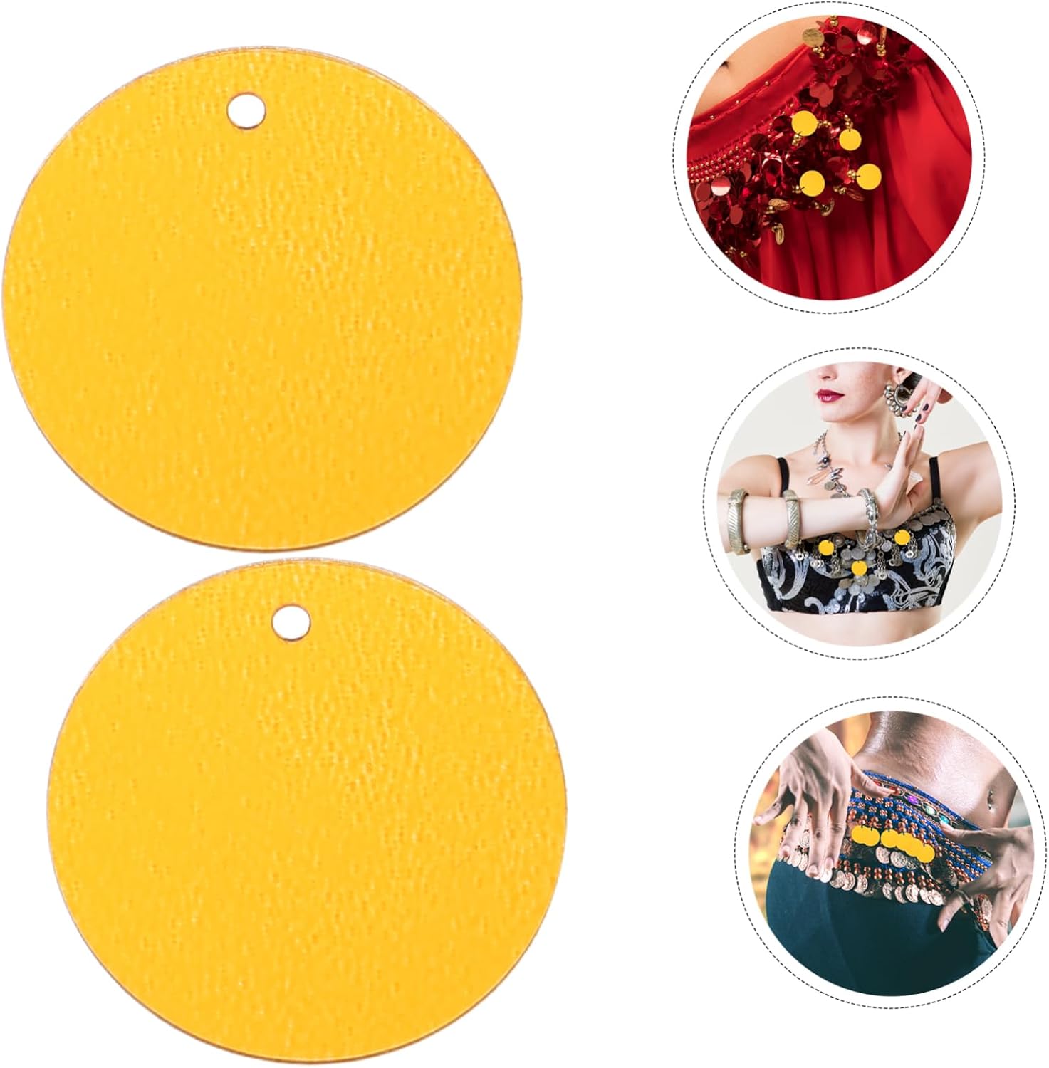 Veemoon Loose Round Sequin Embellishments for Costumes Silver Base Gold Single Spangles for Sewing DIY Crafts and Performance Decor