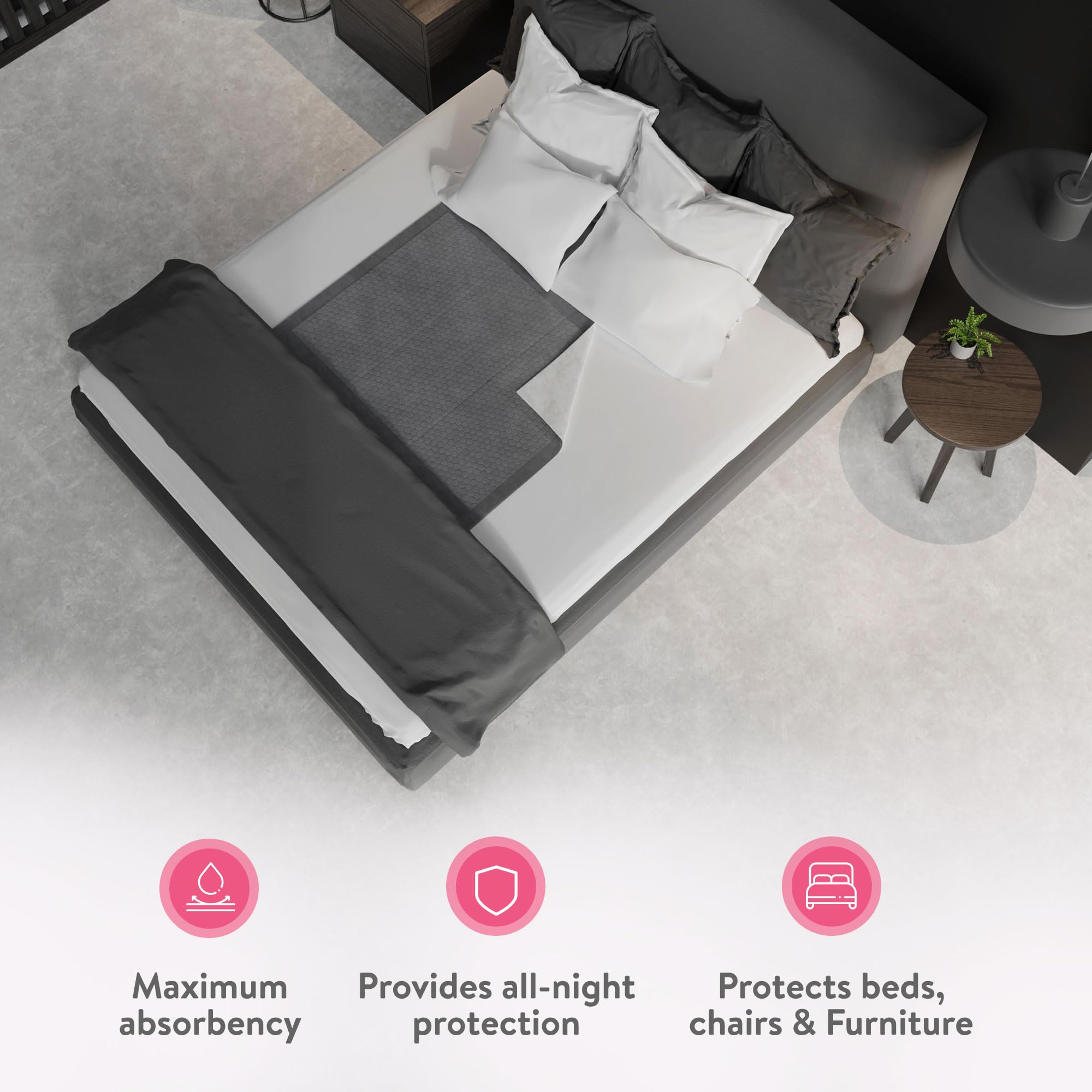 Inspire Almohadillas desechables súper y ultra absorbentes (gris, 36 x 36 pulgadas, paquete de 46)