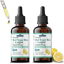 2 Packs Liposomal Red Yeast Rice with Coq10 Liquid Drops, 5-in-1 Extra Strength 1200mg Healthy Cholesterol & Heart Support with Citrus Bergamot Alpha Lipoic Acid, Citrinin-Free, 2 Month Supply
