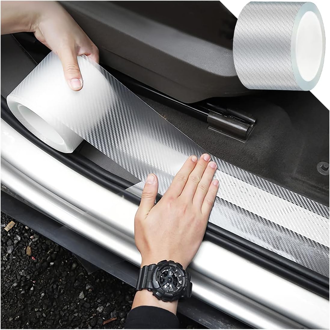 Car Door Edge Guards, Clear Invisible Carbon Fiber Auto Door Sill Protector, Anti