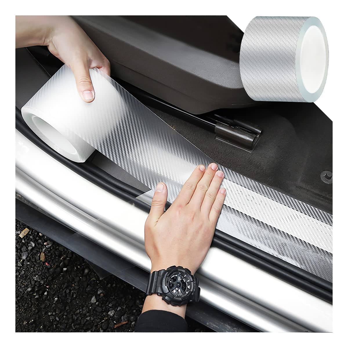 Kelenate® (Transparent Carbon) Car Door Edge Guards, Clear Invisible