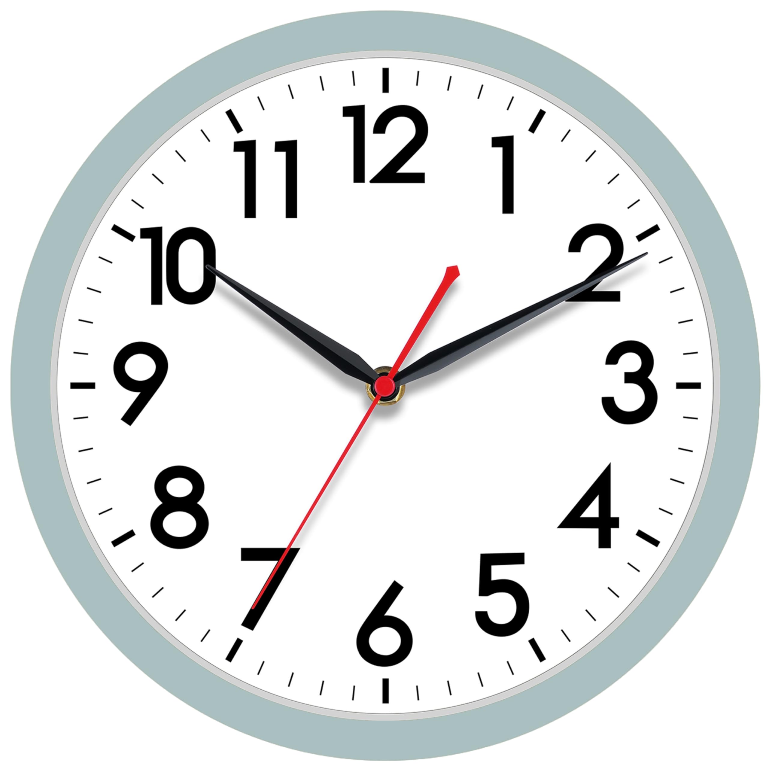 AKCISOT 10 Inch Wall Clock, Silent Battery Operated Analog Clock, Blue Gray
