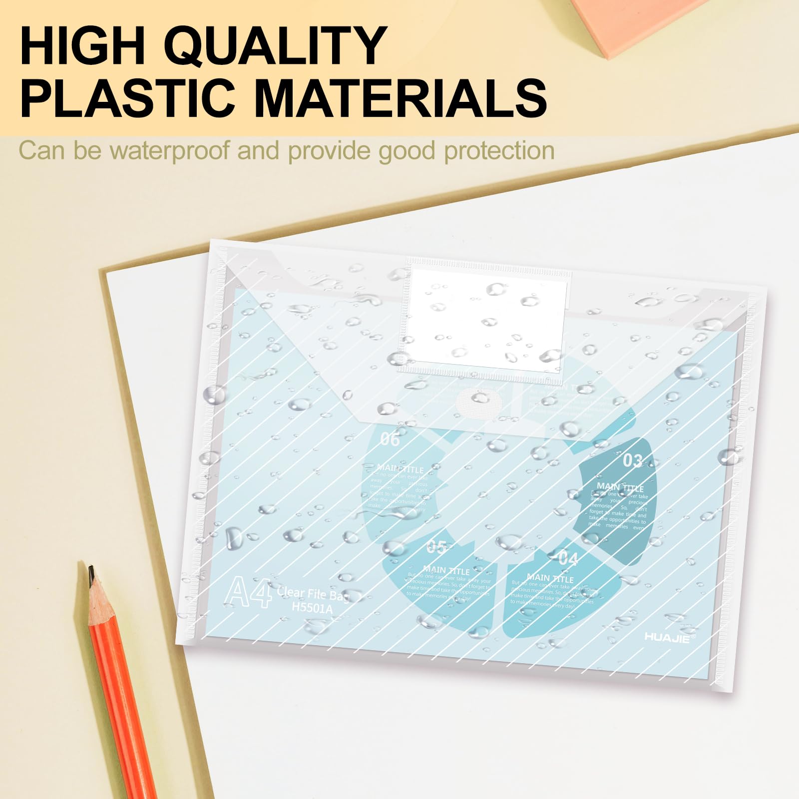Buste in plastica trasparente, con tasche per etichette, per lettere A4, organizer per scuola, casa, lavoro, ufficio (100, trasparente)