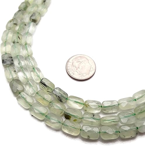 Miniatura 2 de JM Design Cuentas rectangulares planas facetadas de prehnite natural 0.236x0.315 in 15.5" Strand para la fabricación de joyas