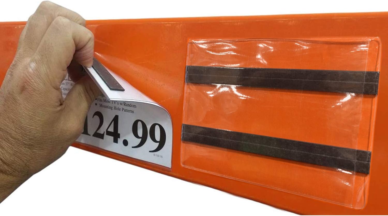 Pallet Rack Sign Holder Kit Clear Vinyl Pouch with Magnet for 3.5" H x 5" W Cards - 50 Pack