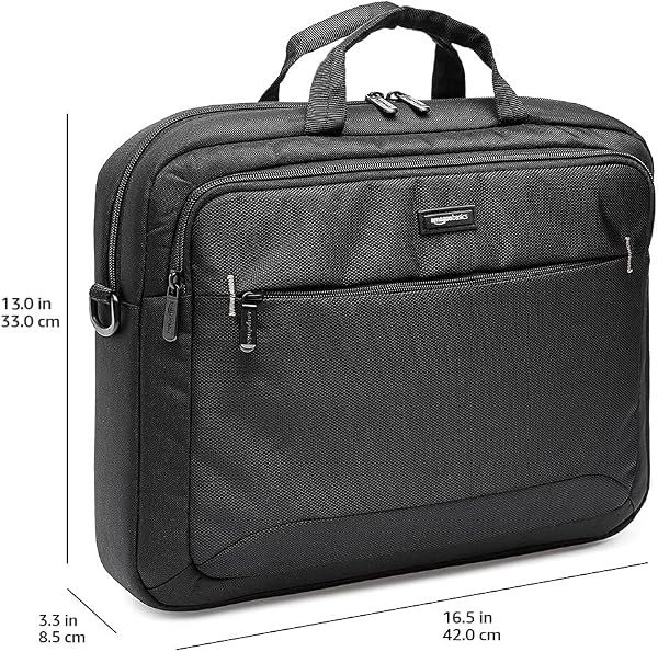 Amazon Basics Borsa compatta per computer portatile con tasche per accessori (15,6 pollici, 40 cm), nero, confezione da 1 40 cm 1 Unidad Tinta unita - 5