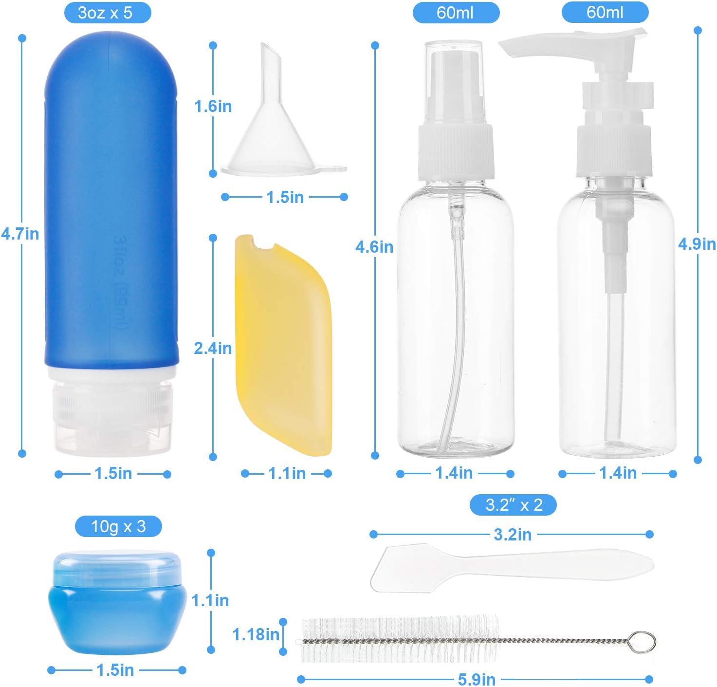 Beveetio 17 Pack Travel Bottles TSA Approved, 3OZ Leakproof Silicone Refillable Travel Size Containers for Toiletries, BPA Free Travel Accessories Tubes Cosmetic Shampoo Lotion Soap (Multicolor) : Beauty & Personal Care