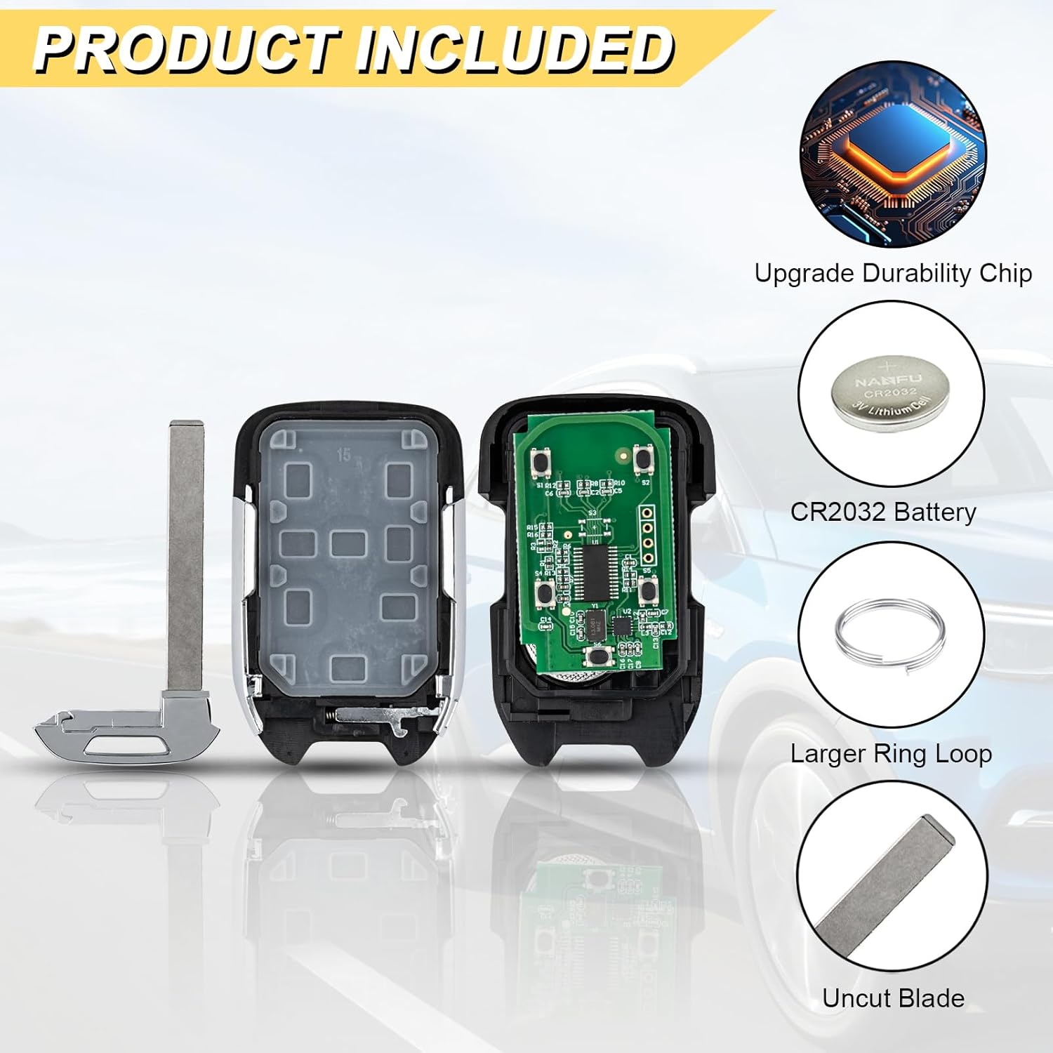 Vurkcy Key Fob Replacement for 2017-2021 GMC Acadia Push Start Smart Proximity Keyless Entry Remote Start Control, 13508275 HYQ1EA, 5 Btn (Self-Programmable)