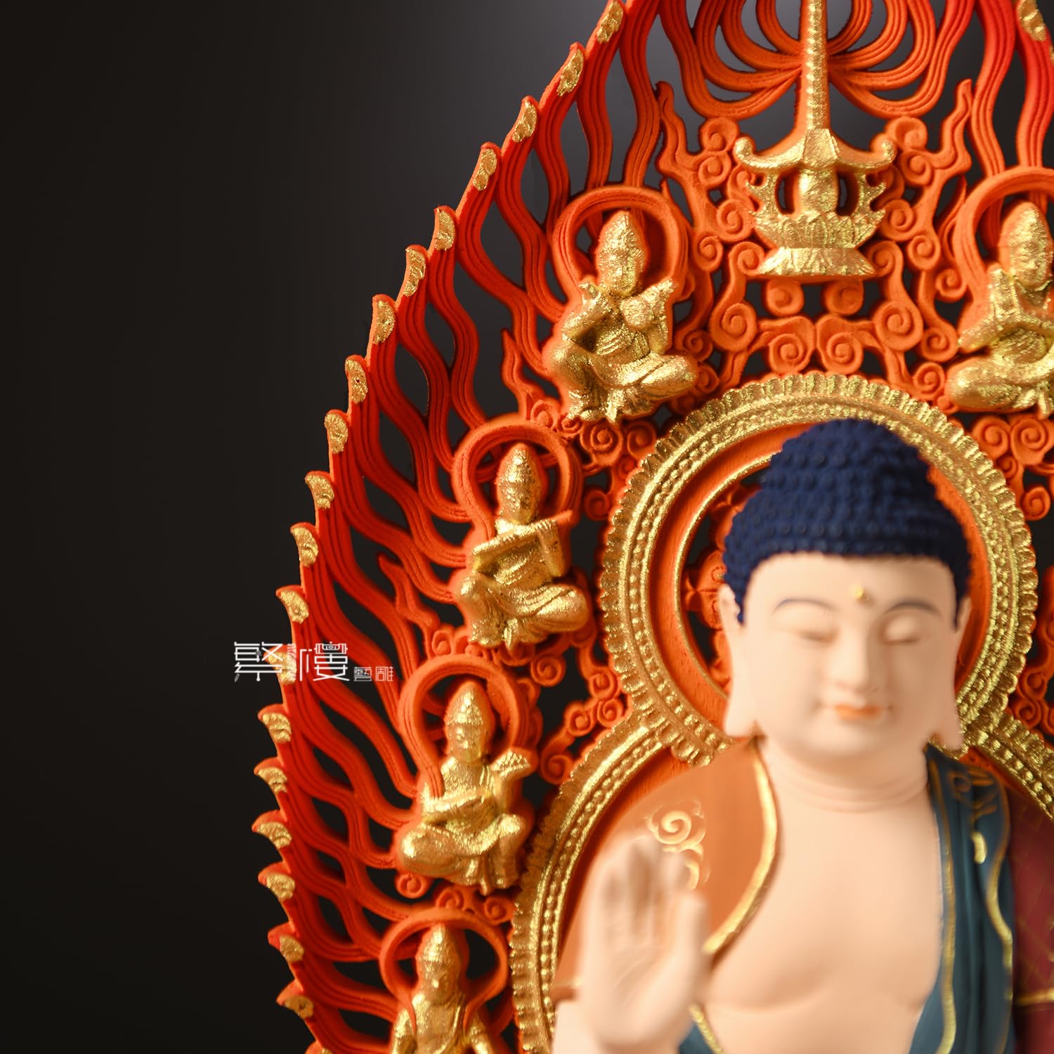 Amazon｜繁樓藝雕 仏像 薬師如来 桧木製 飛天光背 八角台座 無病息災 