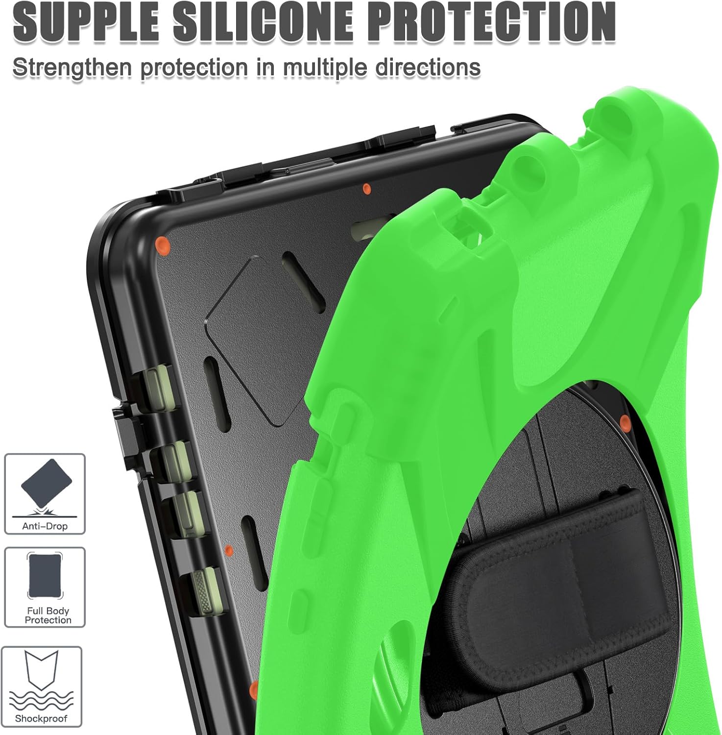 Rantice Case for Samsung Galaxy Tab Active5 Pro 10.1” /Active4 Pro/Active Pro 10.1, Shockproof Drop Protection Case with Stand, Hand Strap & Shoulder Strap for SM-X350/X358/T540/T547/T630/T638, Green