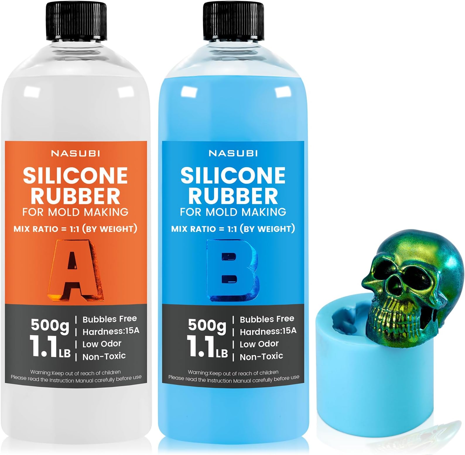 Silicone Mold Making Kit 35.2oz,15A Non-Toxic Safe Liquid Silicone Rubber for Mold Making,2.2LB Mixing 1:1 by Weight Fast Curing Silicone Rubber for DIY Handmade Soaps, Candles, Resin Molds