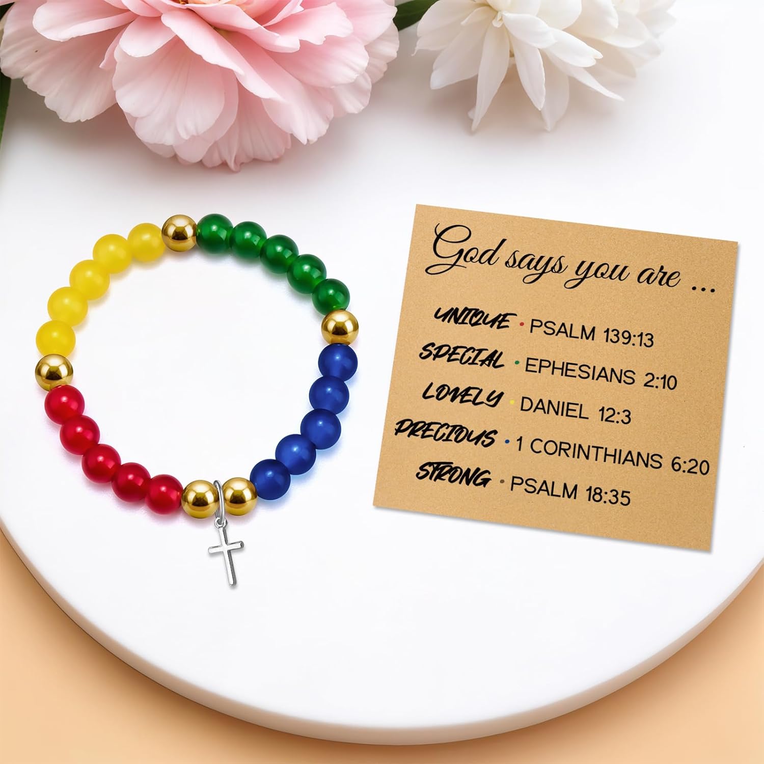Christian Beaded Bracelets for Women Inspirational Religious Bracelet for Women First Communion Jewelry for Daughter Spiritual Faith Jewelry Bible Verse Bracelet for Friend Christmas Birthday Gift - Image 4