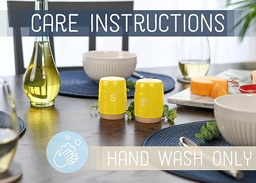 Miniatura 3 de Nat & Jules - Juego de salero y pimentero de cerámica (3 x 2), color amarillo