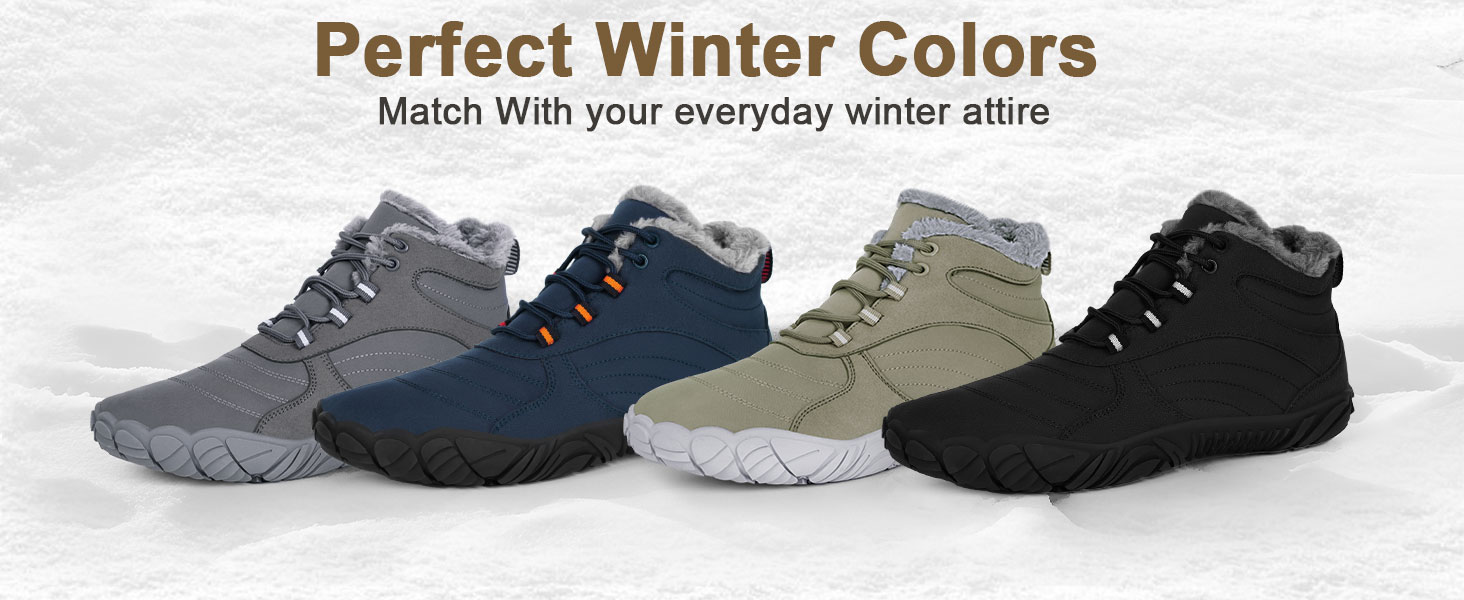 Unisex Hike footwear  Navy Winter Lace-Up Boots brand new Hike Barefoot Footwear Womens Mens Winter Barefoot Boots  main image 2