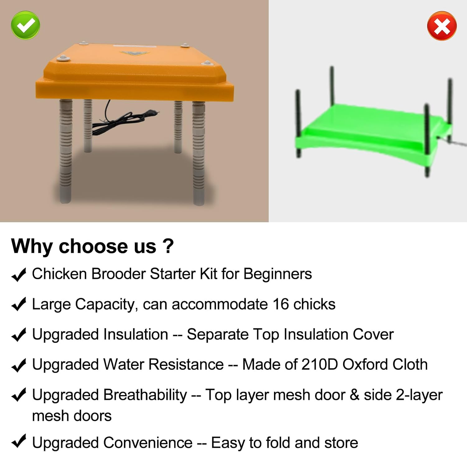Brooder Box for Chick Starter Kit, Baby Chicken Brooder Pen/Playpen/Tent Pop-Up, Perch Up to 17 Chicks, Kit with Adjustable Heating Plate, Storage Bag, Top Cover, Fixed Pegs, Waterproof Mat, Blue